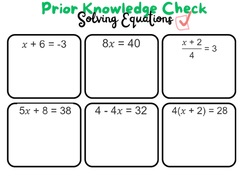 Solving Equations Check Prior Knowledge