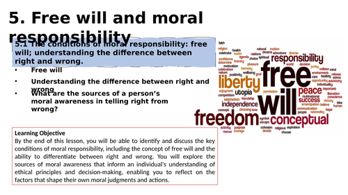 Free will and moral responsibility power point for KS5 RS A-level