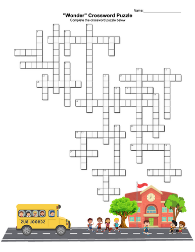 "Wonder" (novel) Crossword Puzzle