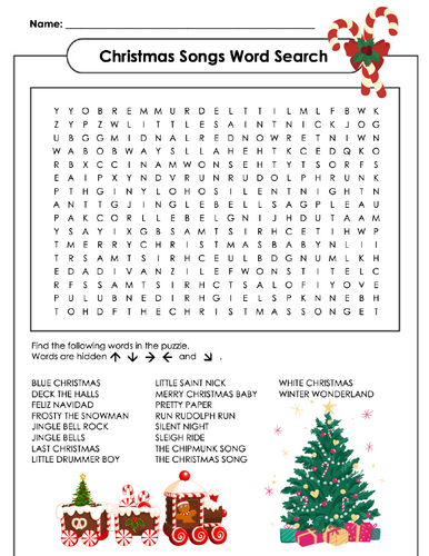 Christmas Songs Word Search