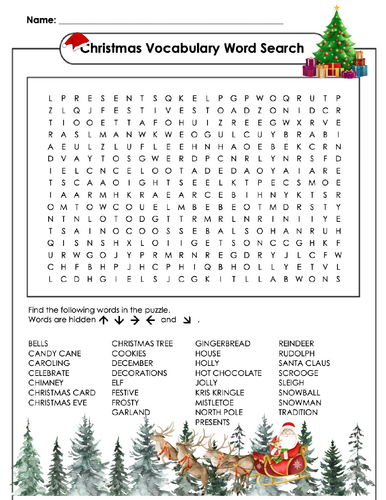 Christmas Vocabulary Word Search