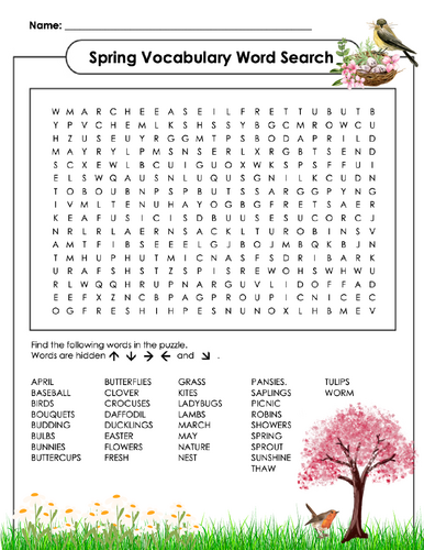 Spring Vocabulary Word Search