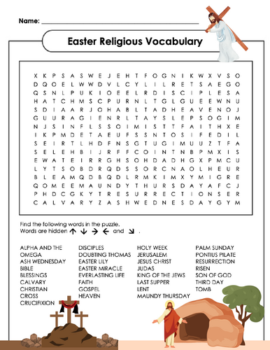 Easter Religious Vocabulary Word Search