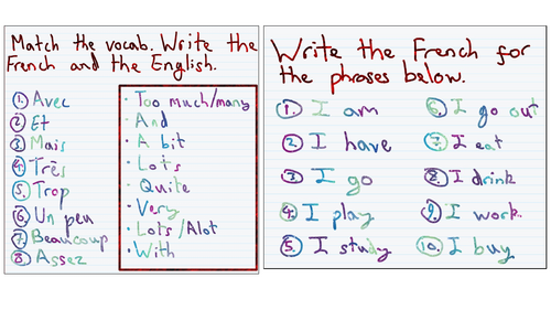 KS3 FR Y7/8/9 - Handwritten starter