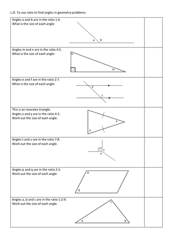 Using Ratio to find Missing Angles