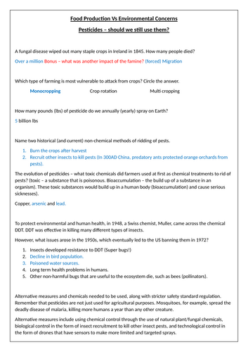 Pesticides - Agriculture - Environmental Management (iGCSE)