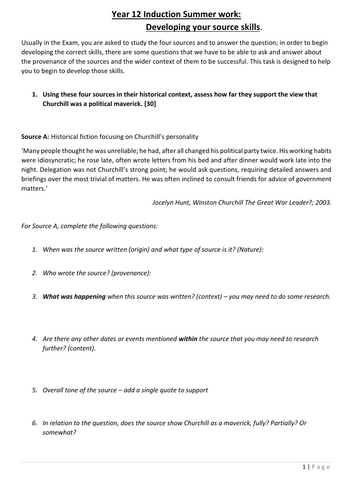 OCR Unit Y113 Britain 1930-1997 - Induction Lesson