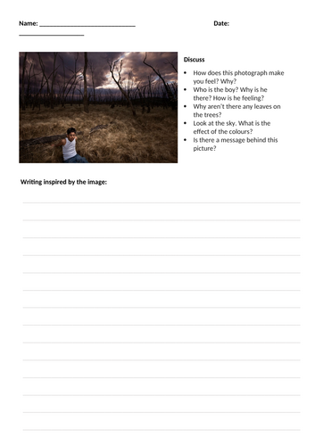 Creative writing worksheets using image