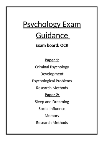 Psychology OCR Exam Guidance Booklet