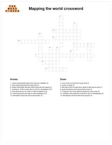 Mapping the world crossword