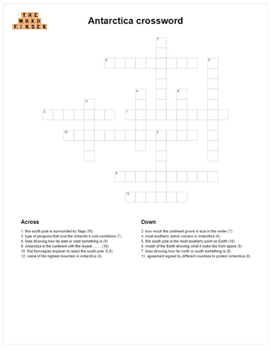 Antarctica crossword