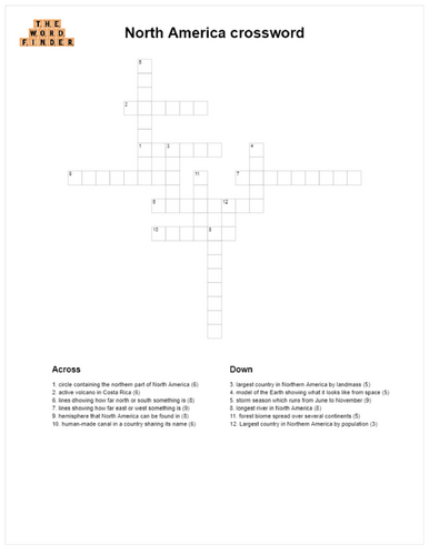North America crossword