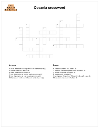 Oceania crossword