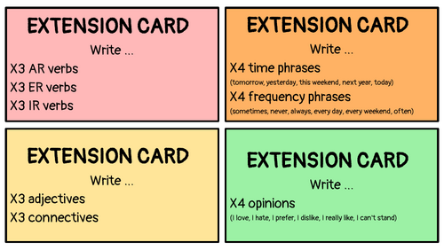 Spanish Extension Cards