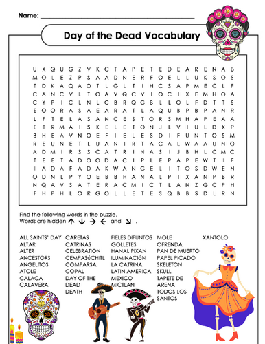 Day of the Dead Vocabulary Word Search