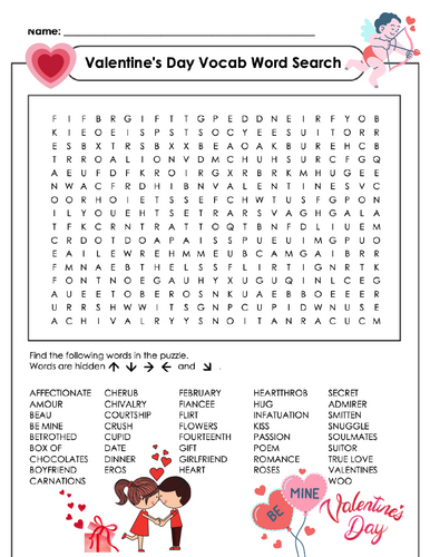 Valentine's Day Vocabulary Word Search
