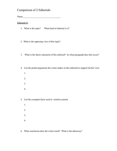 Comparison of 2 Editorials Assignment