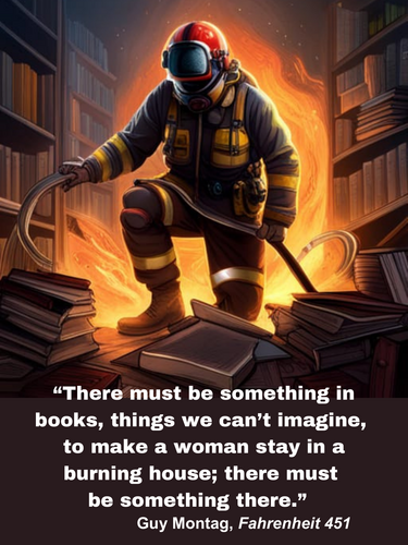 Large Fahrenheit 451 Poster 18X24 with quote