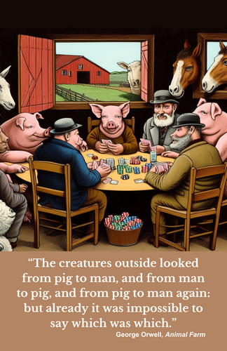 Animal Farm (end of book) Poster 11X17 with quote