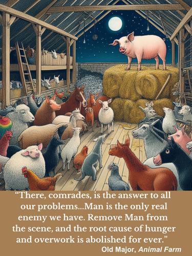 Large Animal Farm (Old Major's Speech) Poster 18X24 with quote