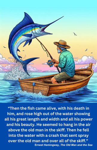 The Old Man and the Sea (the marlin jumps) Poster 11X17 with quote