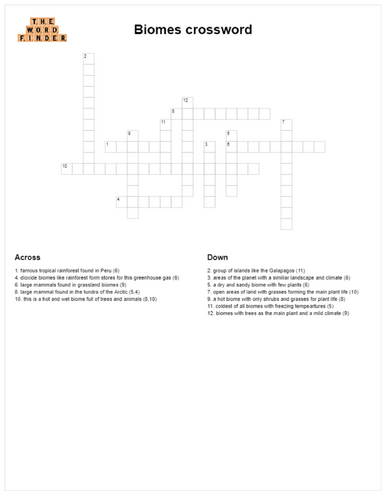 Biomes crossword