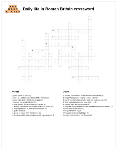 Daily life in Roman Britain crossword