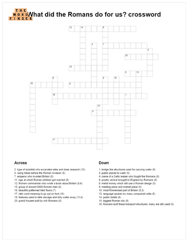 What did the Romans do for us? Crossword