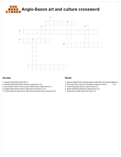 Anglo-Saxon art and culture crossword