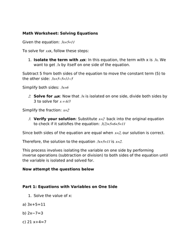 Solving Algebraic Equations