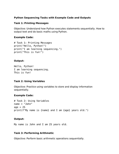 Python Beginner Sequences
