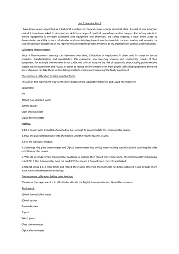 Unit 2B: Undertake calorimetry to study cooling curves.
