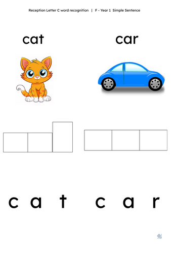 F - Year 1 Letter C: CVC word recognition, Writing, Sentence Structure