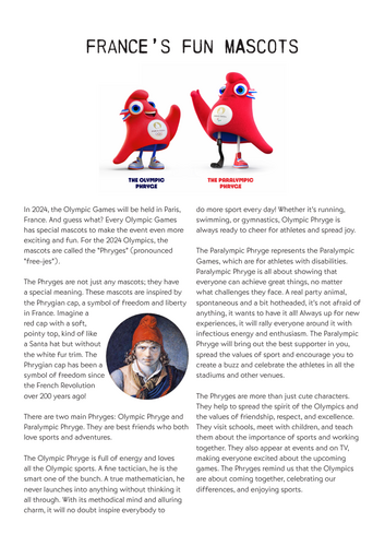Reading and Language - Olympic Mascots