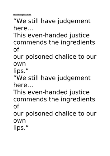 Macbeth Quote Bank