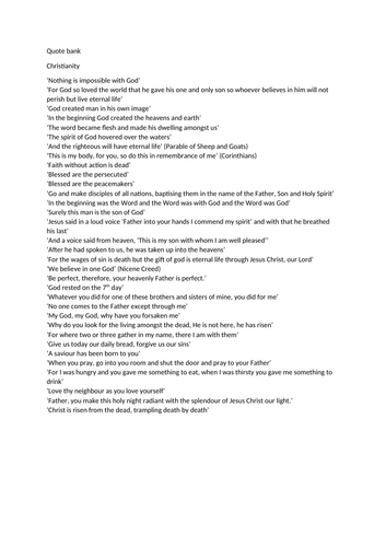 Religious Studies GCSE Quote Bank