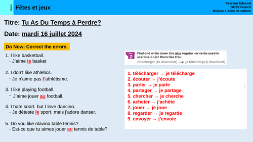 Module 1 Unit 1 Lesson 1 Ma Vie En Ligne  New French Edexcel GCSE 2026 Lesson Higher and Foundation