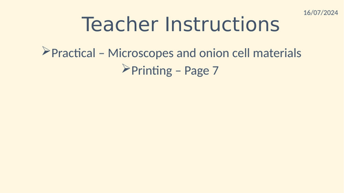 KS3 lesson on making an onion cell slide - edexcel