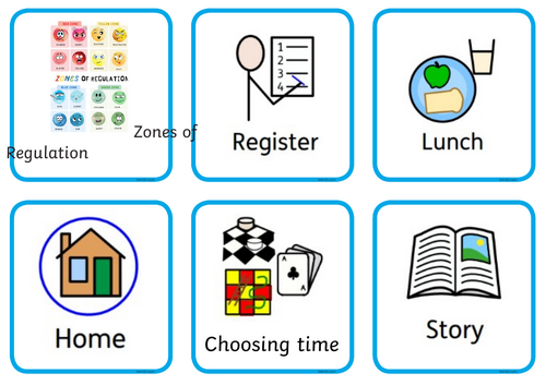 Visual timetable using widgits for Primary