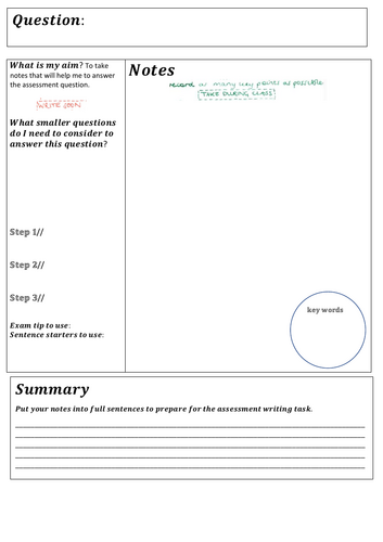 Cornell Note Taking Template