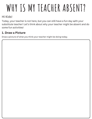 Why is My Teacher Absent Worksheet - my teacher is missing writing activity