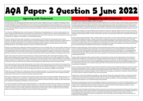 AQA Paper 2 Question 5 June 2022 2 Model Answers