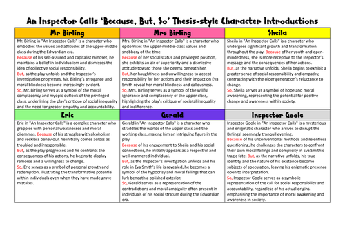 An Inspector Calls Because But So Character Introductions