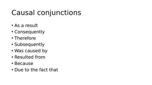 Task setting PPT on causal conjunctions