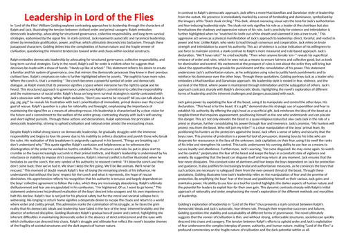Leadership in Lord of the Flies Model Response