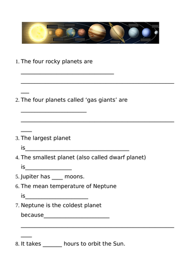 KS2 Solar System fill in the gaps activity and PPT