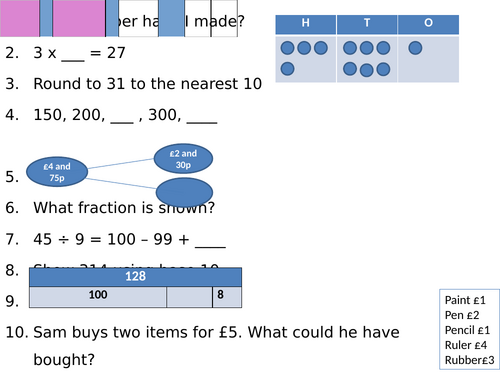 Year 3/4 Daily Maths Revision questions
