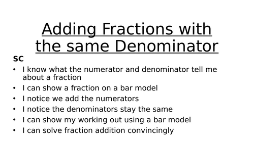 Adding fractions with the same denominator presentation powerpoint guided practice independent