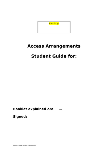 Access Arrangement - Parent and Student Friendly Guide