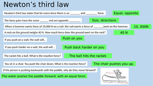 Newton's third law and types of forces plenary